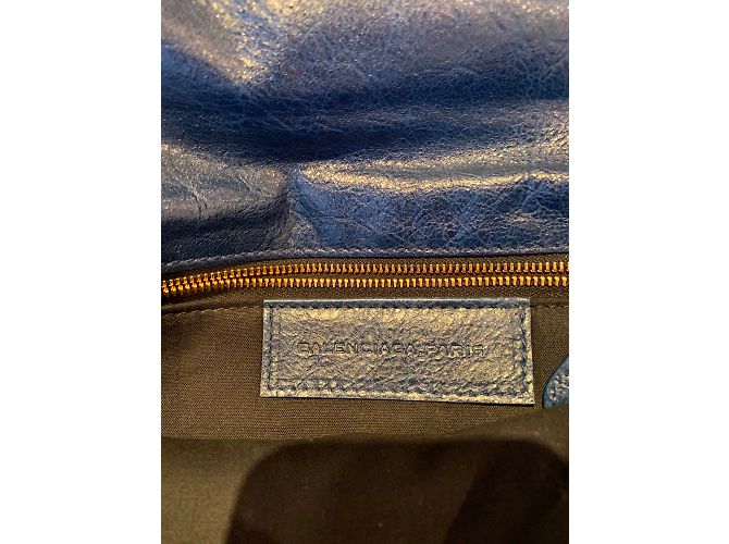 Clutch Balenciaga Envelope Pelle Blu Scuro Oro Metallizzato - vista 3