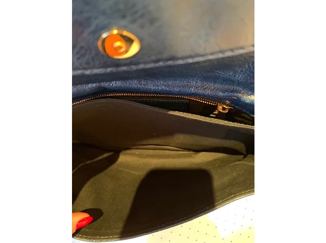 Clutch Balenciaga Envelope Pelle Blu Scuro Oro Metallizzato - vista 4