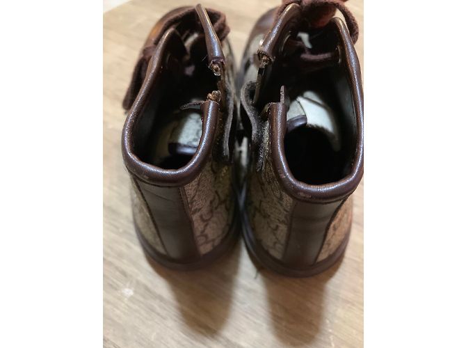 Baskets Gucci Kids Rising Marron Cuir et Toile Taille 30 - vue 4