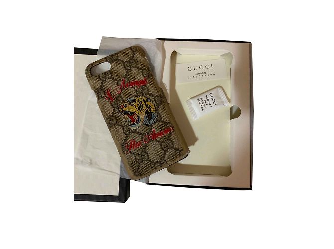 Custodia Gucci iPhone 8 The Blind Man For Love Beige - vista 2