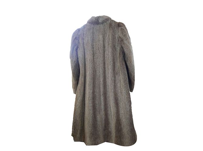 Autre Marque Coypus Pelzmantel Beige Silber - Ansicht 2