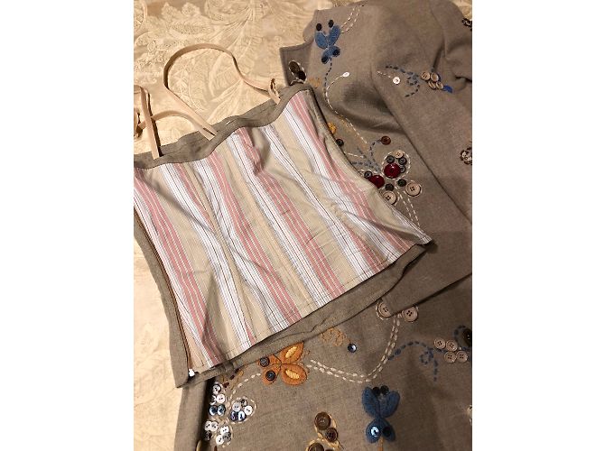D&G Rock Anzug Beige Bestickte Baumwolle mit Bustier - Ansicht 3