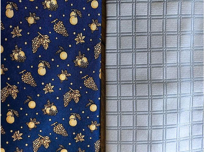 Autre Marque 6 nuove cravatte di seta (5 tessuto e 1 stampato) Blu Beige Grigio - vista 7