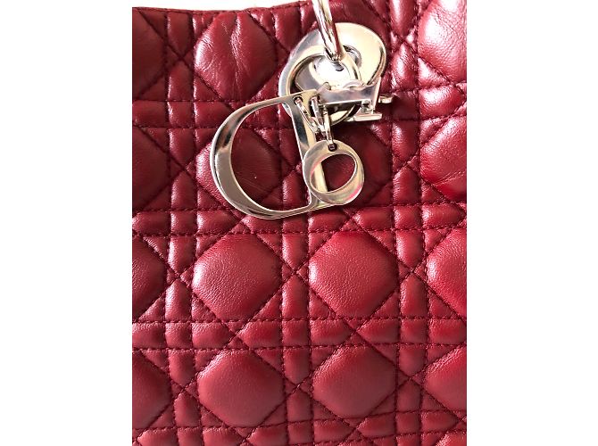 Borsa shopping Dior in pelle rosso scuro Bordò - vista 3