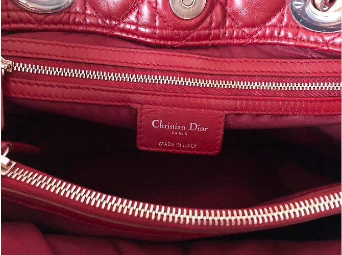 Borsa shopping Dior in pelle rosso scuro Bordò - vista 4