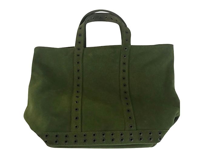 Vanessa Bruno Le Cabas Tote in pelle nabuk kaki Cachi Verde oliva - vista 2
