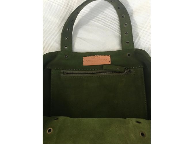 Vanessa Bruno Le Cabas Tote in pelle nabuk kaki Cachi Verde oliva - vista 4