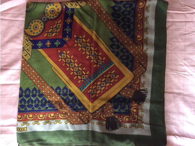 Hermès breiter Kaschmir- und Seidenschal Mehrfarben - Ansicht 4