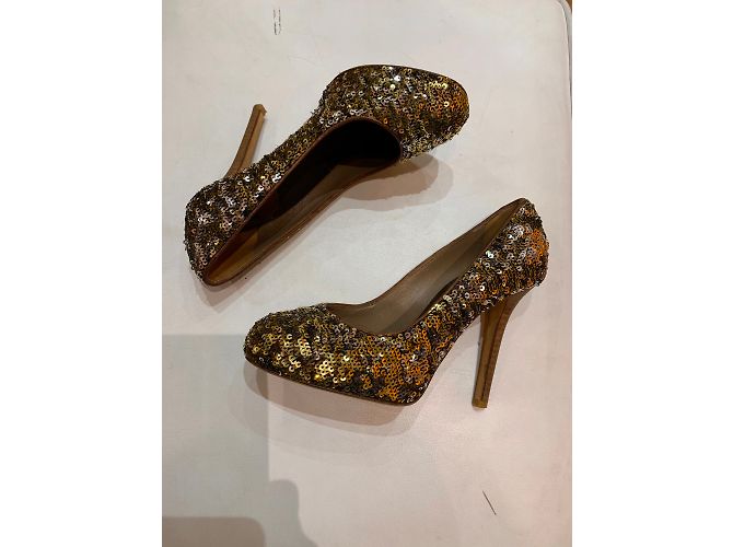 Décolleté D&G in pelle dorata D'oro - vista 3