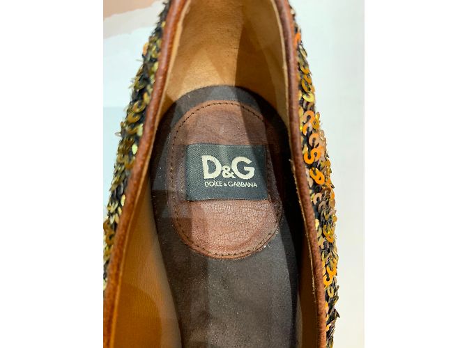 Décolleté D&G in pelle dorata D'oro - vista 4