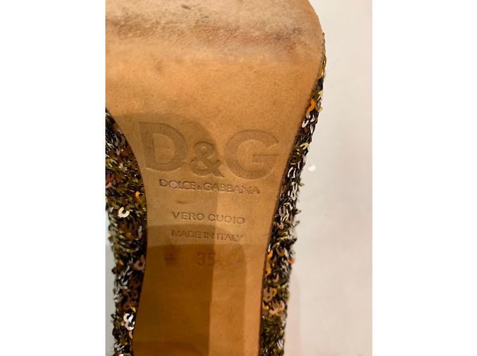 Décolleté D&G in pelle dorata D'oro - vista 5
