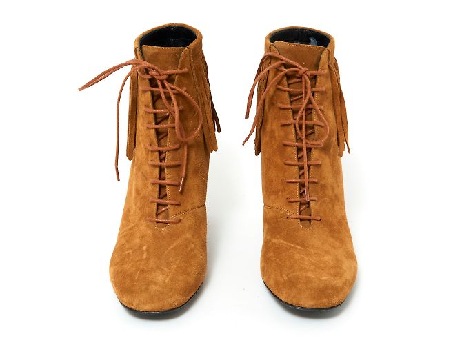 Saint Laurent Stiefeletten aus Wildleder Camel mit Fransen 38.5 Karamell - Ansicht 3
