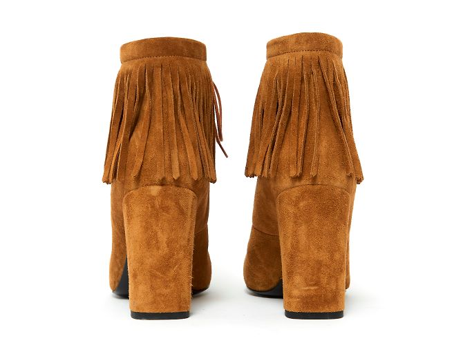 Saint Laurent Stiefeletten aus Wildleder Camel mit Fransen 38.5 Karamell - Ansicht 4