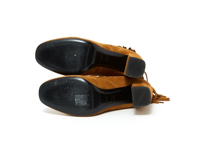 Saint Laurent Stiefeletten aus Wildleder Camel mit Fransen 38.5 Karamell - Ansicht 5