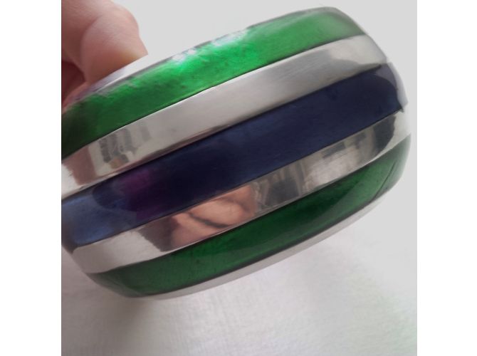 Autre Marque Zweifarbiges Emaille-Armband smaragdgrün und saphirblau - Ansicht 3