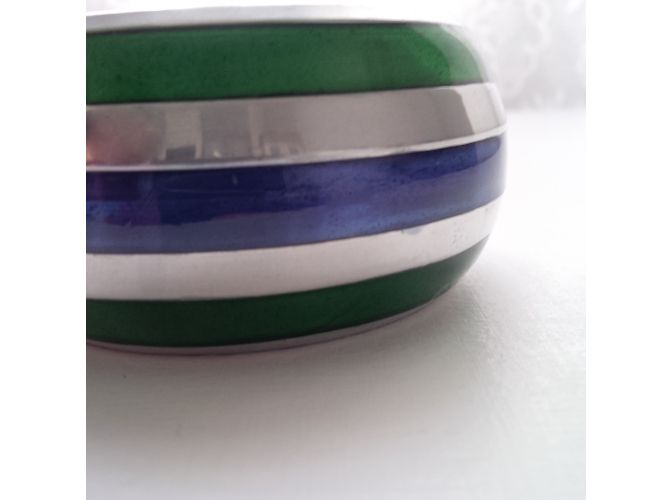 Autre Marque Zweifarbiges Emaille-Armband smaragdgrün und saphirblau - Ansicht 4