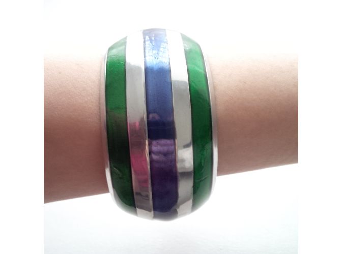 Autre Marque Zweifarbiges Emaille-Armband smaragdgrün und saphirblau - Ansicht 5