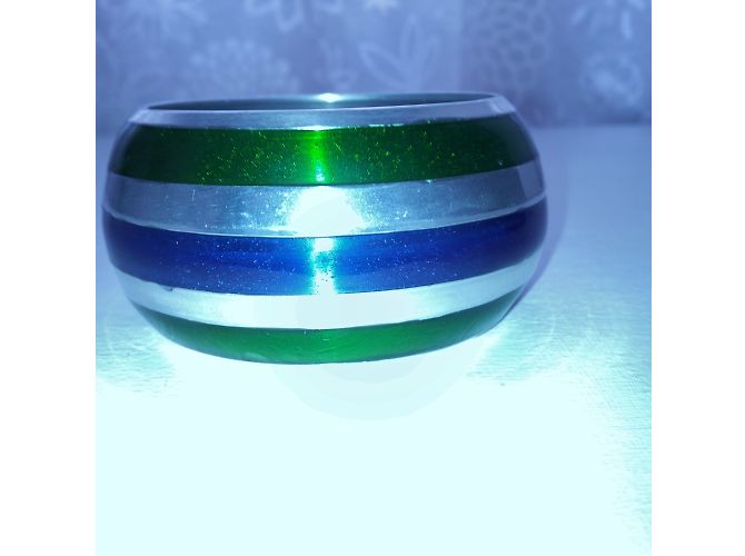 Autre Marque Zweifarbiges Emaille-Armband smaragdgrün und saphirblau - Ansicht 6
