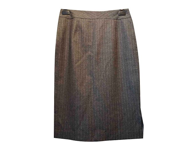Falda Irene Van Ryb de lana gris con rayas - vista 2