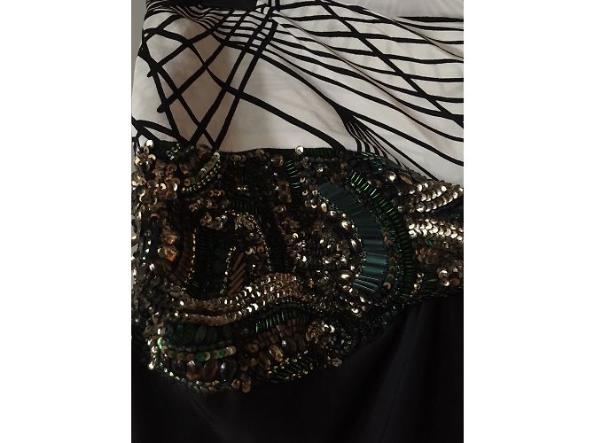 Dries Van Noten Rock aus schwarzer metallisierter Seide mit Stickerei Metallisch - Ansicht 3