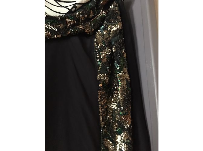 Dries Van Noten Rock aus schwarzer metallisierter Seide mit Stickerei Metallisch - Ansicht 4
