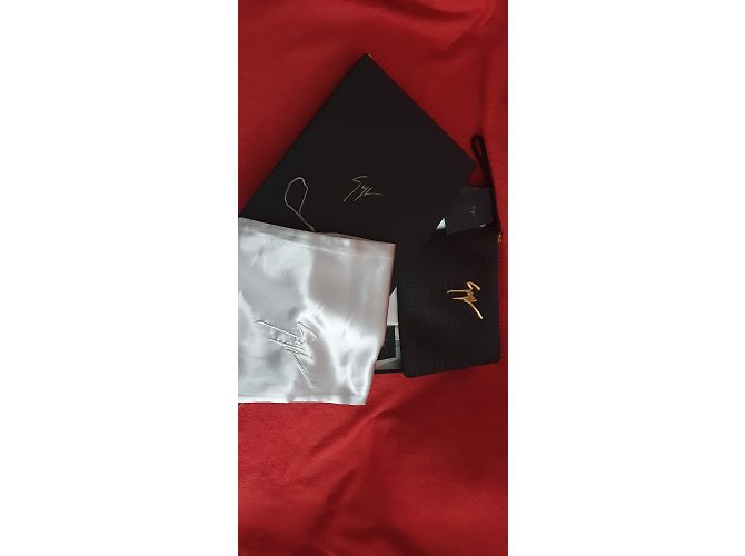 Giuseppe Zanotti Logo l Clutch / Pochette in pelle nera con coccodrillo RRP £500 Nero - vista 10