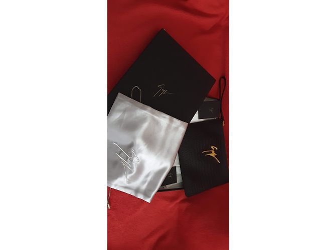 Giuseppe Zanotti Logo l Clutch / Pochette in pelle nera con coccodrillo RRP £500 Nero - vista 11
