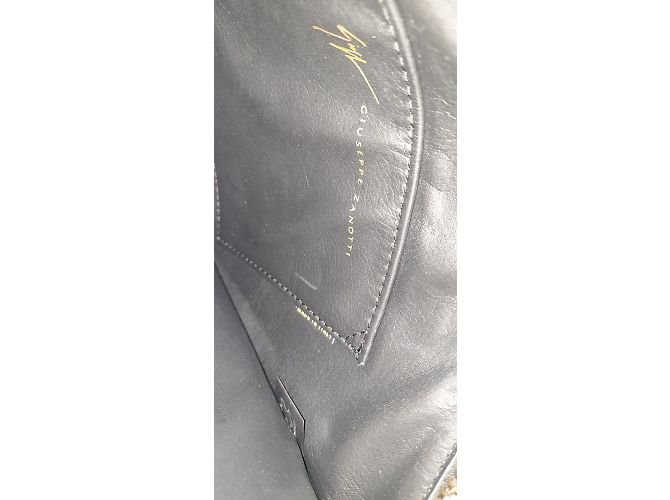 Giuseppe Zanotti Logo l Clutch / Pochette in pelle nera con coccodrillo RRP £500 Nero - vista 6