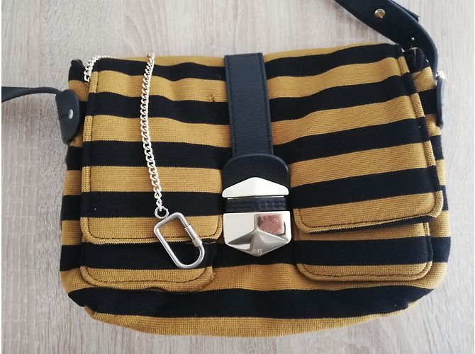 Vintage Sonia Rykiel Handtasche Schwarz Gelb - Ansicht 7