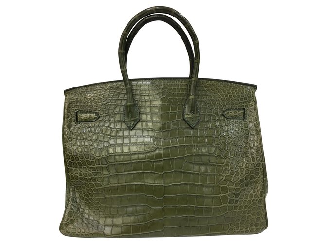 Hermès Borsa Birkin 35 Croco Leather in Vert Veronese Verde - vista 2