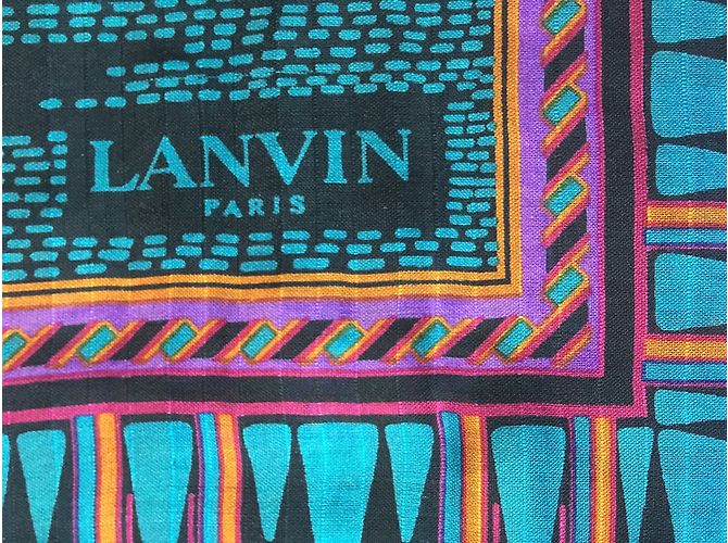 Lanvin 106x108 cm Wolle / Seide Schwarz Lila Türkis - Ansicht 2