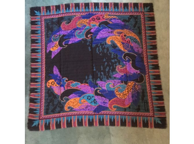 Lanvin 106x108 cm Wolle / Seide Schwarz Lila Türkis - Ansicht 3