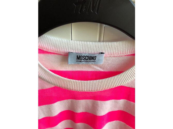 Pull Moschino Cheap And Chic blanc en coton manches 3/4 - vue 4