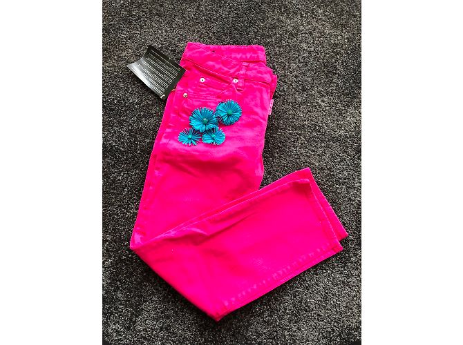 Jeans Dsquared2 Rectos Cortos Fuschia de Denim Fucsia - vista 6
