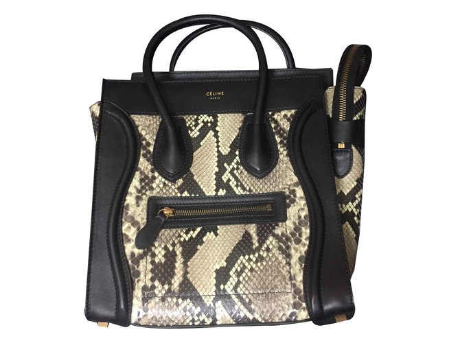 Bolsa de mão Céline Micro Python em couro preto - vista 2