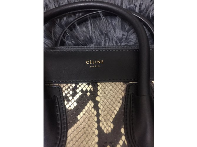 Bolsa de mão Céline Micro Python em couro preto - vista 3