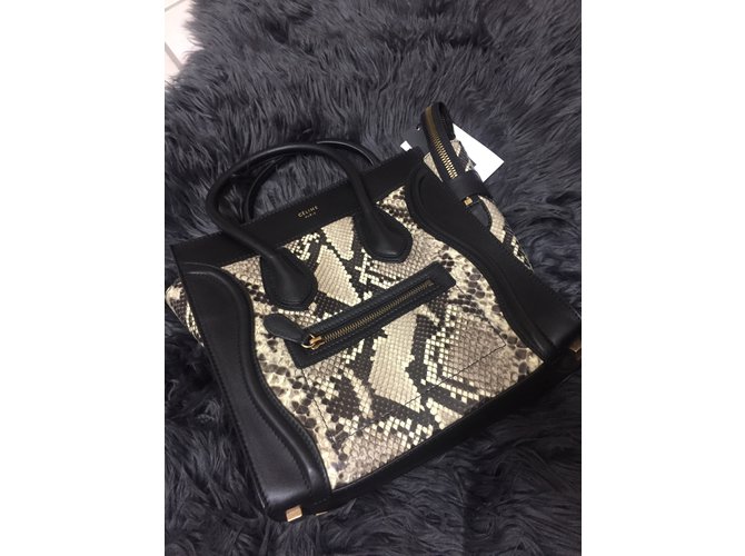 Bolsa de mão Céline Micro Python em couro preto - vista 4