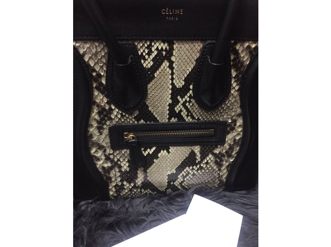 Bolsa de mão Céline Micro Python em couro preto - vista 5