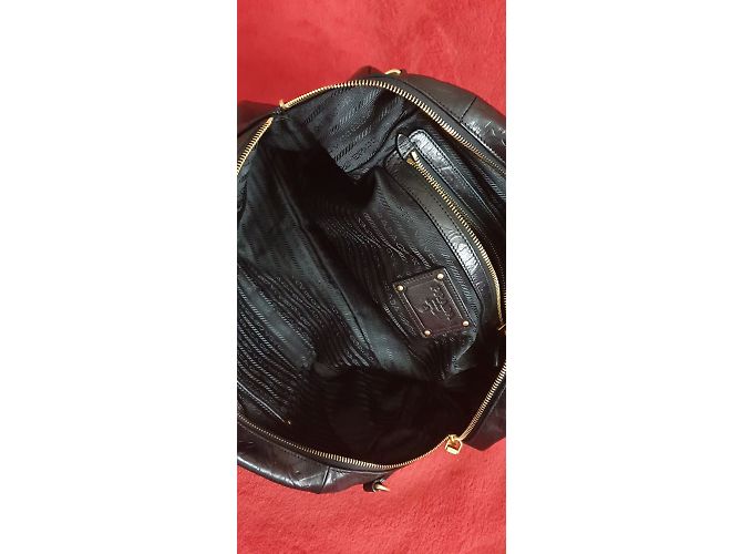 Bombetta a cupola in pelle Glace nera stampata PRADA BL0417 - vista 4