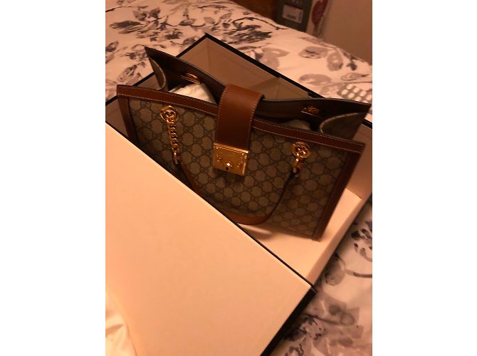 Borsa a mano Gucci Padlock GG in pelle Caramello - vista 2