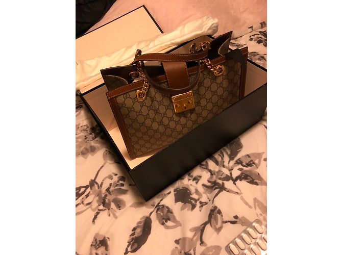 Borsa a mano Gucci Padlock GG in pelle Caramello - vista 4