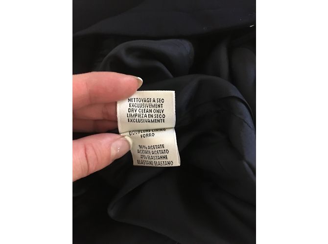 Falda recta Hermès de lana azul marino - vista 13