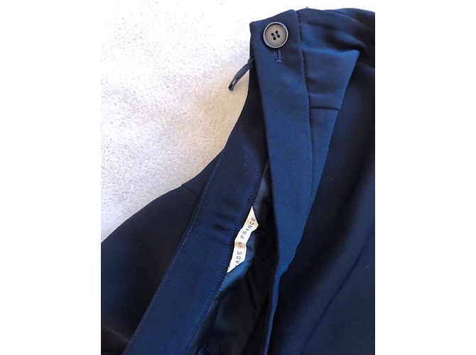 Falda recta Hermès de lana azul marino - vista 4