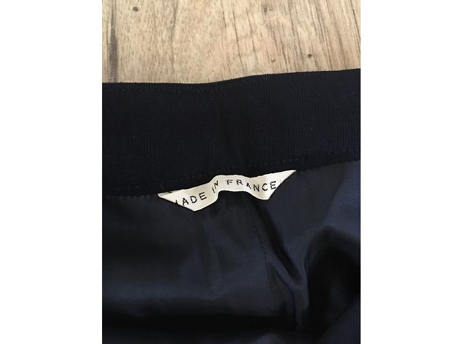 Falda recta Hermès de lana azul marino - vista 9