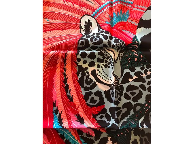 Hermès Hermes Square 90 Silk Jaguar Quetzal Multicolore - vista 2