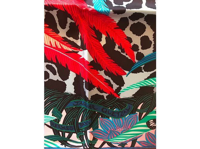 Hermès Hermes Square 90 Silk Jaguar Quetzal Multicolore - vista 3