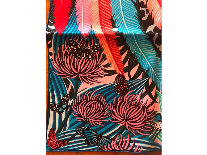 Hermès Hermes Square 90 Silk Jaguar Quetzal Multicolore - vista 4