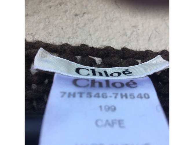 Chloé Strickkleid aus Wolle Farbe Café - Ansicht 3