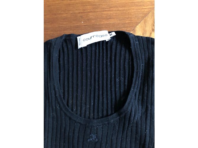 Camiseta Courreges de algodón con canalé negro - vista 2