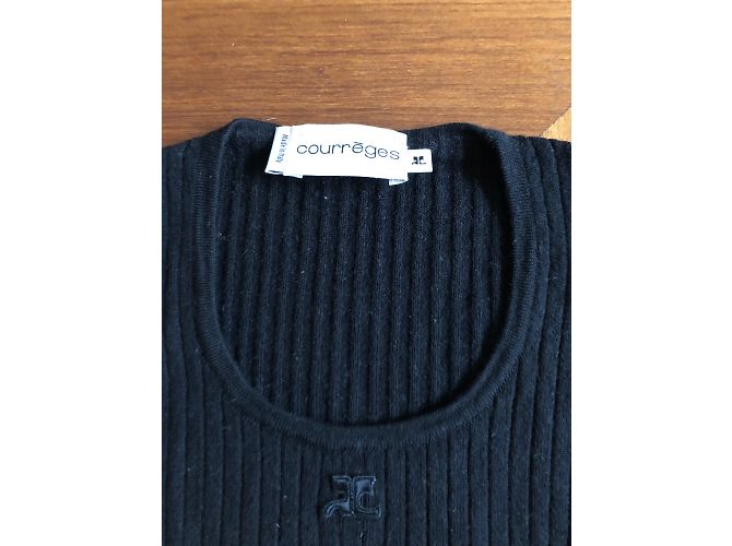 Courreges Suéter de lana Courrèges negro acanalado - vista 2